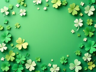 Naklejka premium Delightful Green Shamrock Decorations for a St Patricks Day Celebration Background Design Festive Image