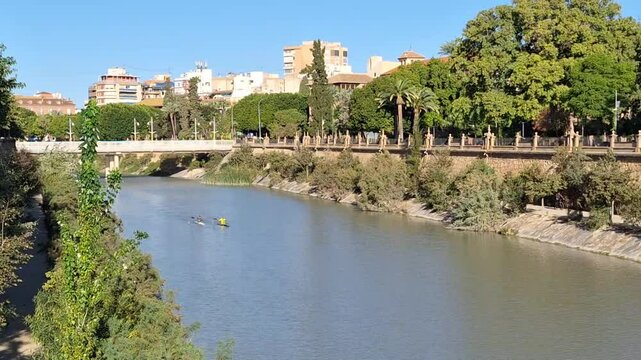 People rowing on the Segura River in Murcia