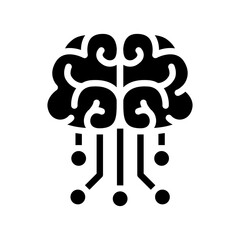 AI, artificial intelligence icon in glyph style