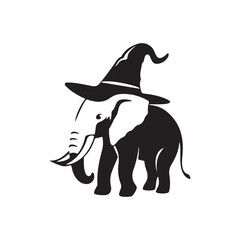 Obraz premium Modern Minimalist Wizard Hat Elephant Logo Design Vector Illustration