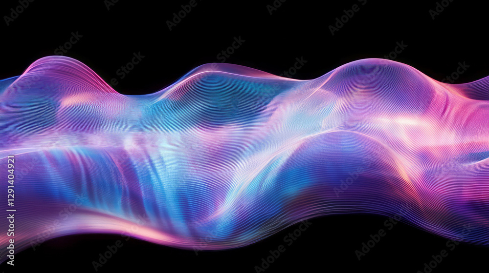 Poster Vivid abstract smoke lines on black background for digital and print design projects