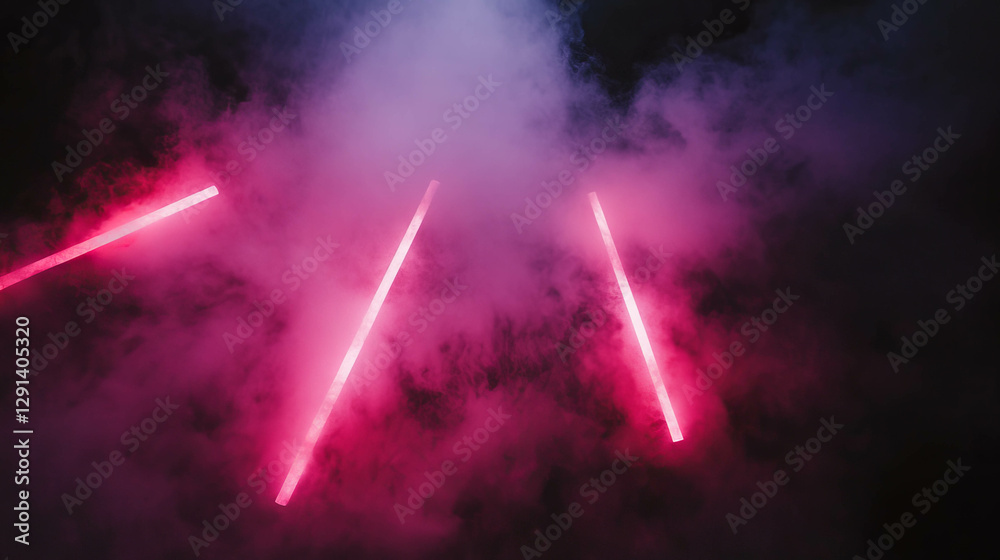 Poster mystical laser beams and smoke background for event design and party atmosphere