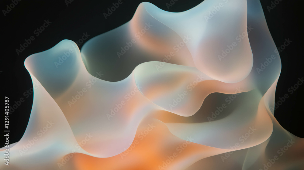 Poster ethereal smoke and abstract sculptural forms for modern design concepts