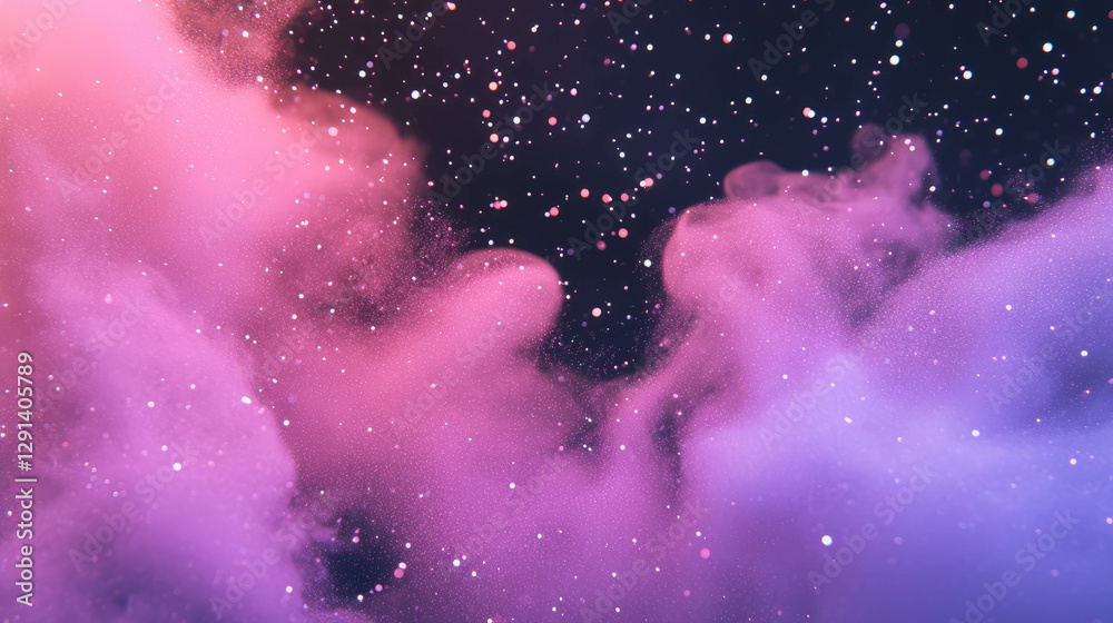 Poster enchanting smoke and glitter particle background for creative design