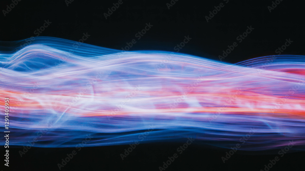 Poster abstract smoke background with subtle wind motion in blue and red hues for creative design