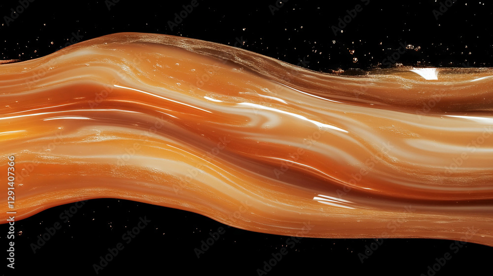Poster abstract liquid wave movement with soap streaks on black background for creative design