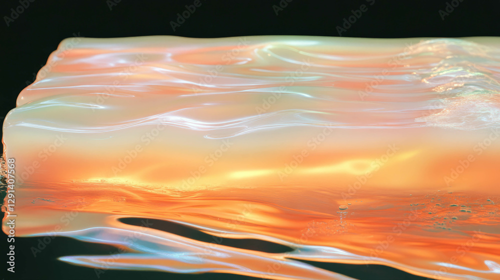 Poster Iridescent soap surface with subtle streak patterns for modern design and background use