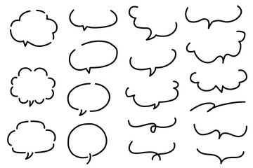手描きの吹き出しセット02　ベクター