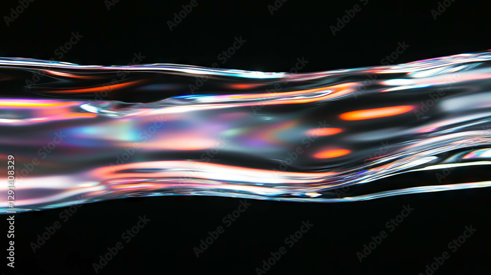 Poster metallic reflection with colorful soap streaks for abstract design and decor