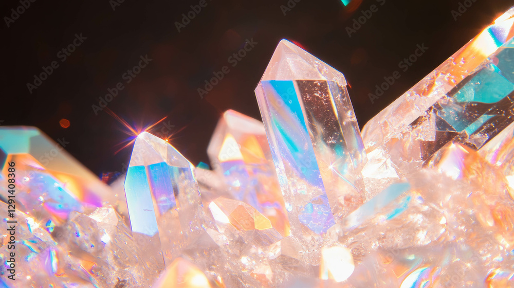 Poster sparkling crystal facets with reflective soap streaks for design and decoration