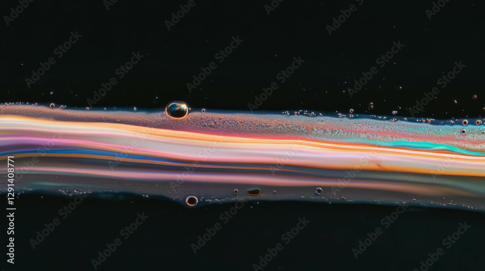 Poster abstract background of colorful soap streaks on dark surface for artistic designs