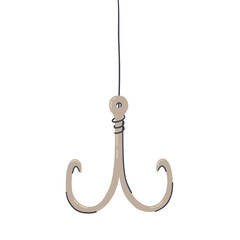 Fish Hook with Line Flat Simple