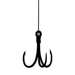 Fish Hook with Line Silhouette