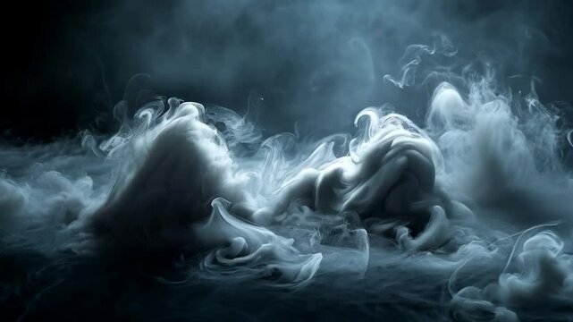 Fog mist haze smoke on black background with empty space in a middle
