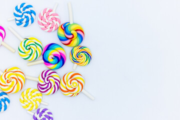 Sweet food lollipop on white background, Set of colorful lollipops isolated on white background,...