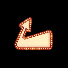 Arrow shaped frame, circus lighting style, vector illustration.