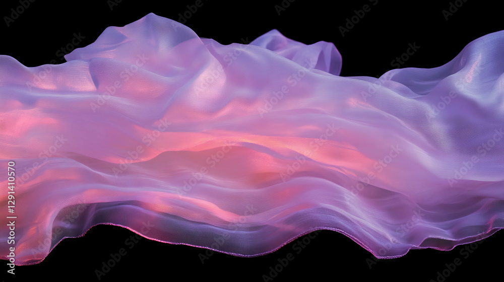Poster soft pink light over textured fabric with flowing waves for elegant design