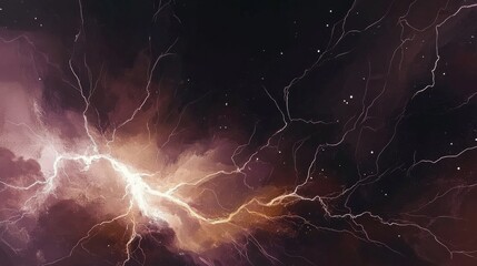 An abstract representation of lightning set against a cosmic backdrop, where vibrant colors and electrifying lines evoke a sense of mystery and the vastness of the universe.