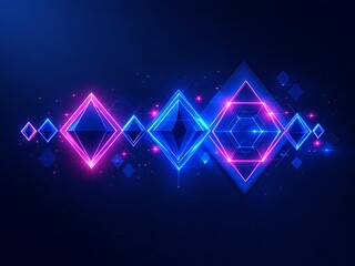 Fototapeta premium Luminous Diamond Geometric Design in Blue and Pink Displaying Tech Style Aesthetic Art