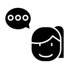 Talking, speaking icon in glyph style