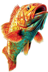 Fototapeta premium Animals, Fish, Cartoon, Art, Printable Image, with White Background, for Stickers, T-Shirt Print, Cap, Mug, Slipper, Mousepad