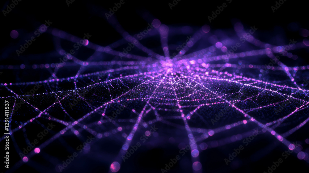 Poster Intricate spiderweb with silver highlights in abstract design
