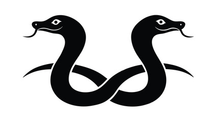 Simple black silhouette of two intertwined snakes.