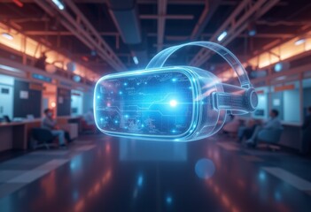  Transparent VR Headset With Circuitry And Light Effects