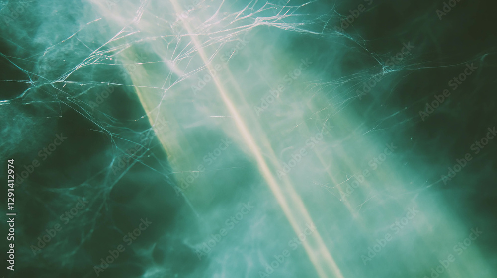 Poster enchanting spiderweb in green light: nature's intricate design for background or decoration