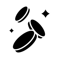 Falling coin icon in glyph style