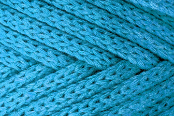 Blue  close up of a roll rope, ropes texture as a background.