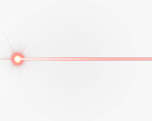 Bright Red Laser Beam with Flares Isolate on Transparent Background
