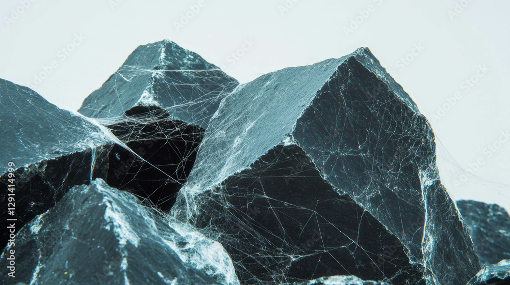 Aufkleber Intricate spiderweb on sharp rocky surface for nature and texture design