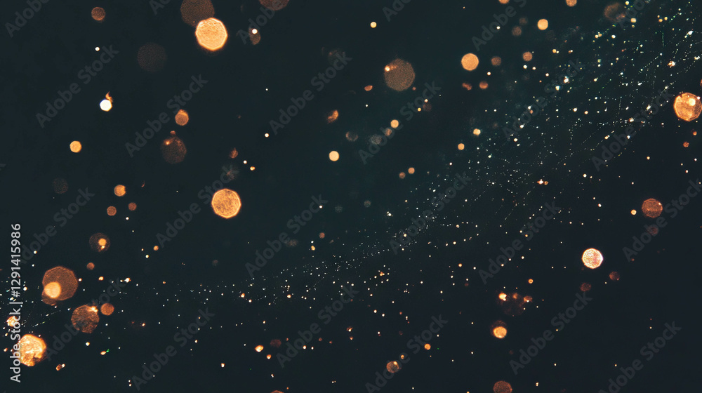 Poster glittering spiderweb background with gold sparkle for design and decoration