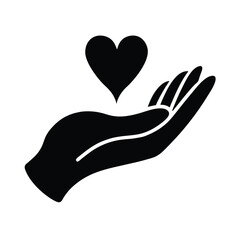 A hand holding a heart, symbolizing care and love.
