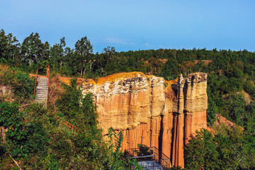 Pha Singh Leaw the wonder landscape of attractions natural phenomenon in Chiang Mai,Thailand. Canyon and green forest in nature. The sand stone mountain or canyon natural phenomenon cliff and pillars.