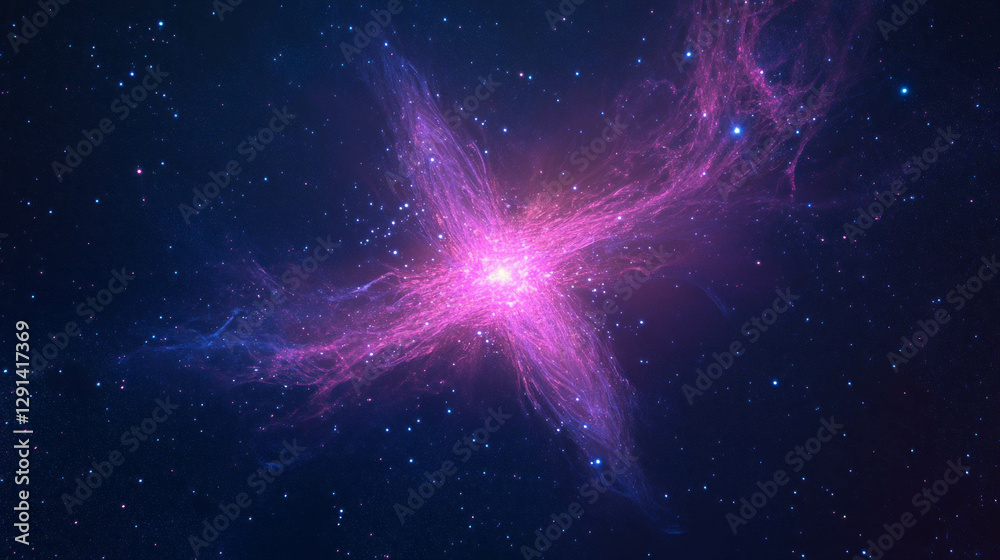 Poster cosmic starburst and glittering galaxy background for creative use
