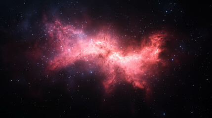 Celestial atmosphere with vibrant red nebula and starry sky for cosmic art and design