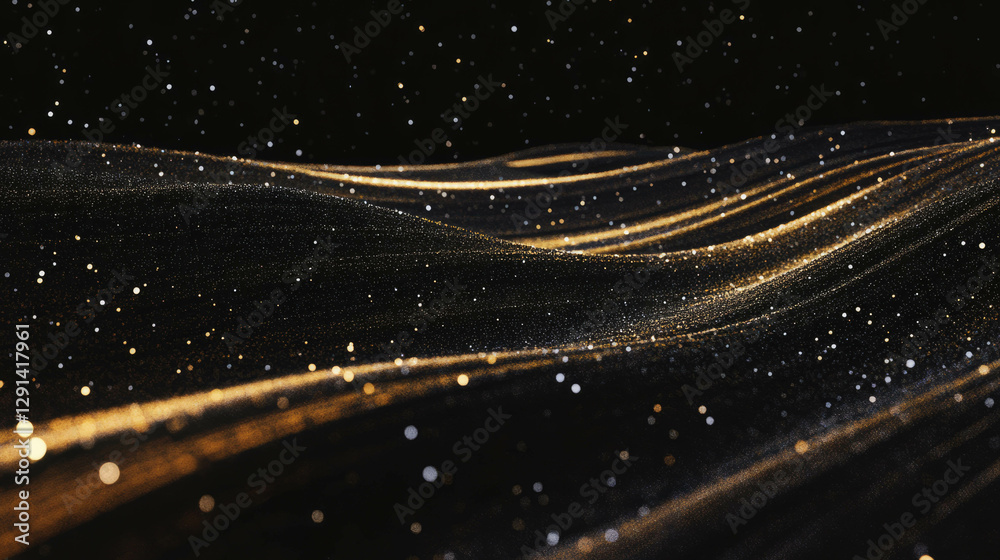 Poster celestial starlight background with subtle gravitational wave patterns for cosmic themes