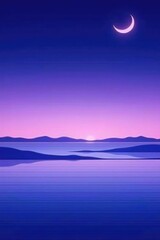 Fototapeta premium Soft purple to blue gradient with horizontal white stripes, moon, darkness, background