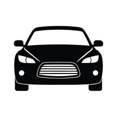 Stylish Black Silhouette of a Modern Car Front View