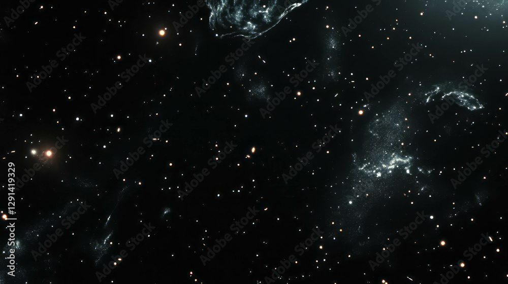Poster cosmic starfield with varying light intensities in deep space background