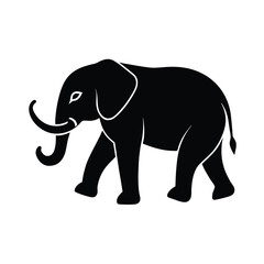 Simple Black Silhouette of a Walking Elephant