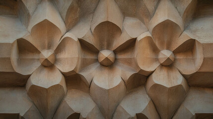 Detailed stone wall with intricate carved patterns for architectural design
