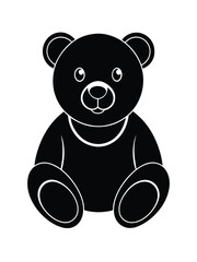 Cute Black and White Silhouette of a Sitting Teddy Bear