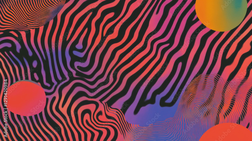 Aufkleber vibrant abstract background with striped patterns and colorful shapes for creative design