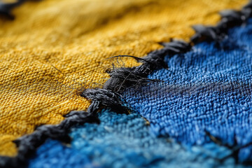 Flags of unity and conflict intertwined in fabric