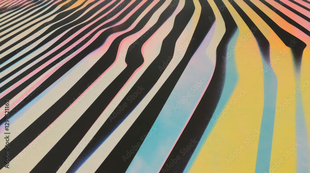 Poster Vibrant diagonal stripes and colorful patterns for modern design