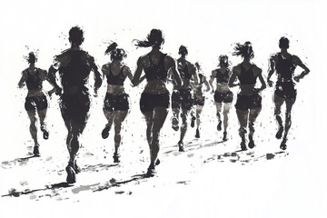 Dynamic group fitness training at a morning outdoor workout session