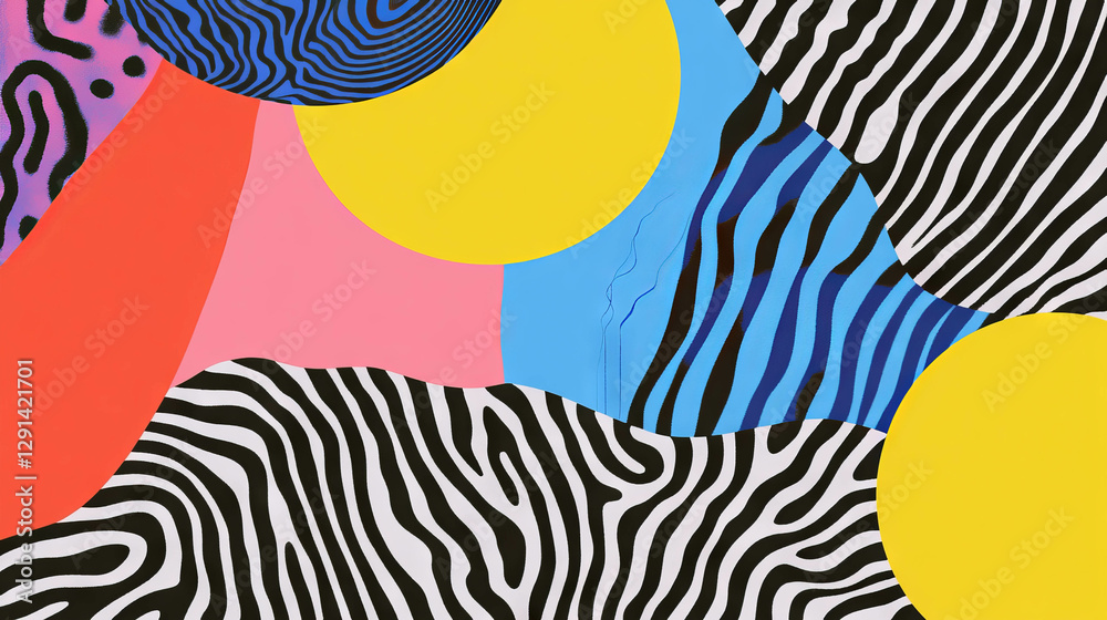 Poster vibrant abstract background with colorful stripes and geometric patterns for creative design